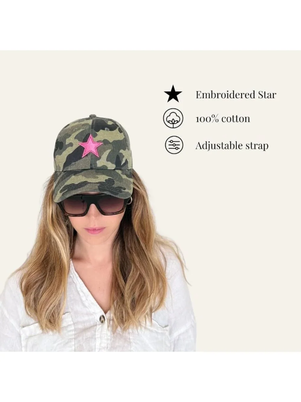 Cute Embroidered Star Women's Baseball Cap - Adjustable Aesthetic Hat for Women